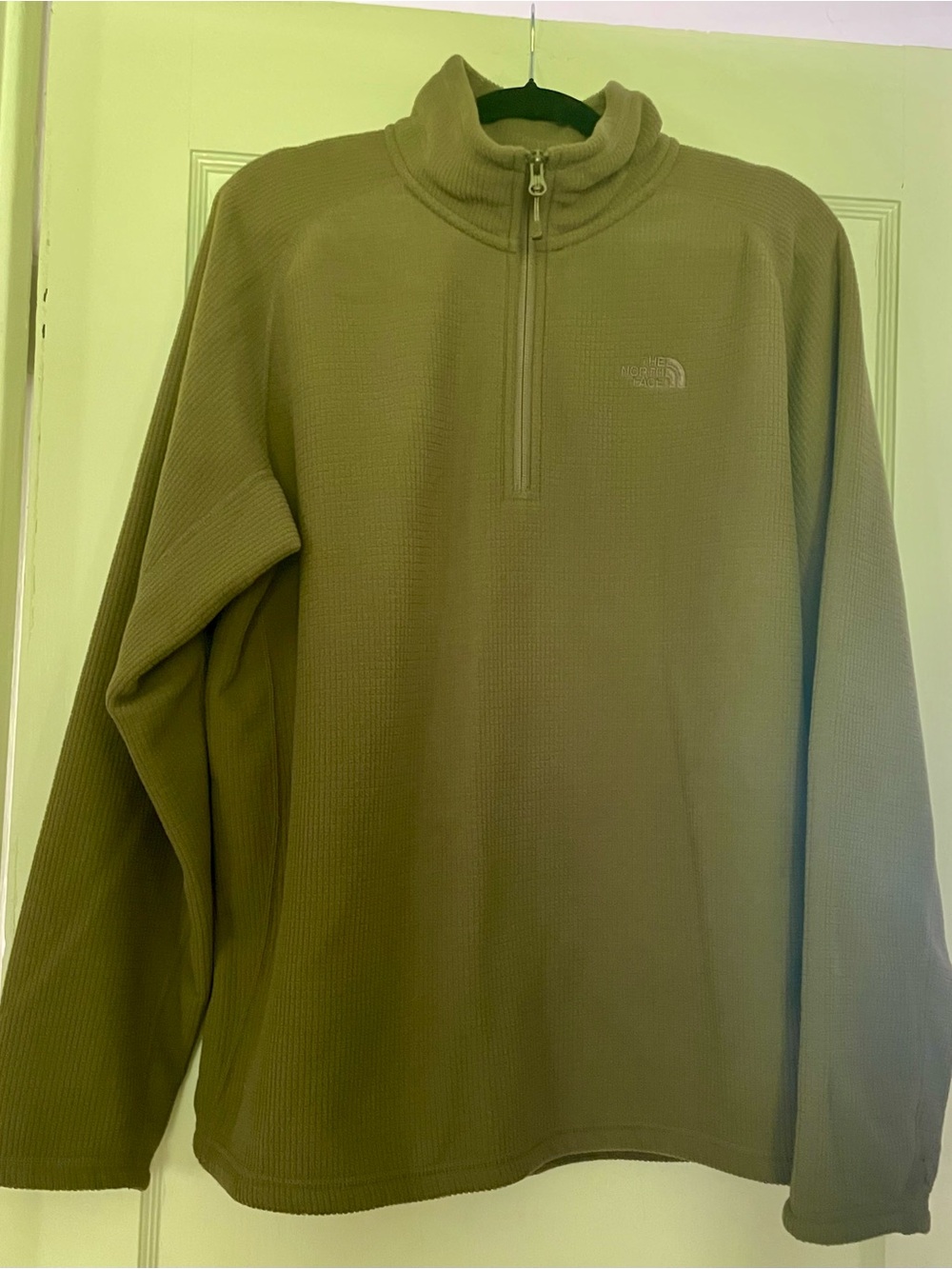 North Face Men’s Olive Green Half-Zip Fleece Pullover